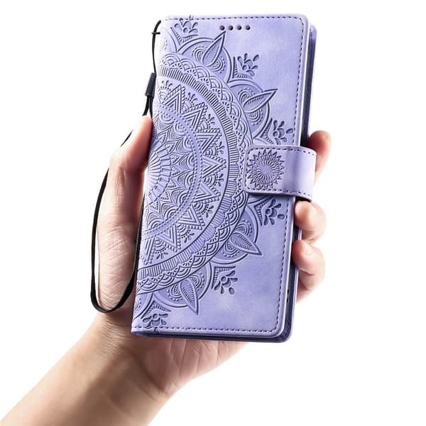 For Samsung Galaxy S26 Lommebok Deksel Shell Mandala Blomstermønster Purple
