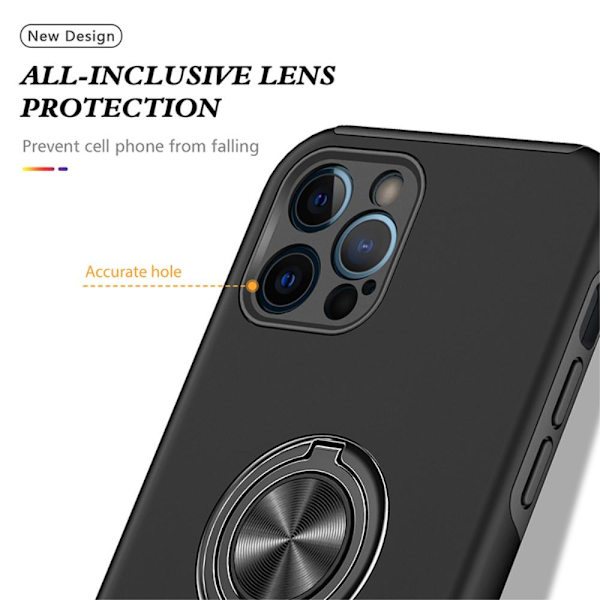 iPhone 13 Pro Fingerring Kickstand Hybrid Taske - Sort Black