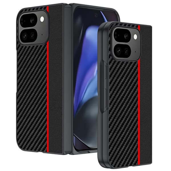 Telefondeksel for Google Pixel 10 Pro Fold Karbonfibertekstur Black