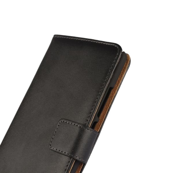 Huawei Mate S Wallet Genuine Split Leather Suojakuori Black
