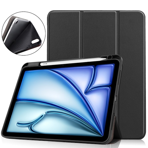 Till iPad Air 11 (2024) Slim fit tri-fold fodral Pennfack - Svart Svart