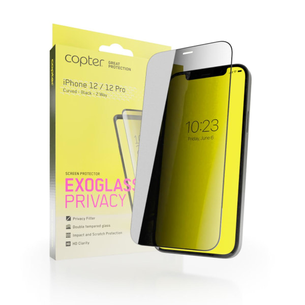 Copter Privacyfilter iPhone 12/12 Pro buet udgave lavet af glas Black