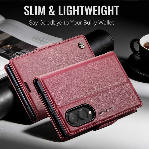 CASEME Glansigt telefonplånboksfodral till Samsung Galaxy Z Fold8 Röd