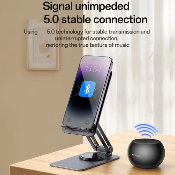YESIDO Bærbar TWS Bluetooth Højttaler Aluminiumlegering Mini Trådløs Lydenhed Black