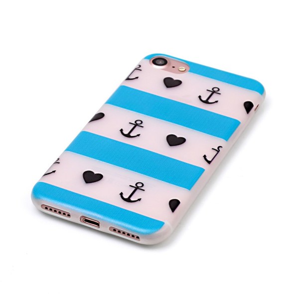 iPhone 7 / iPhone 8 Skal Glow in the dark - Anchor Heart Stripe Lila