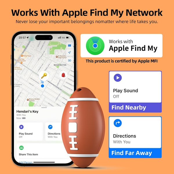 Anti-Lost Mini Global Locator Smart GPS Tracker Fungerar med Find My Brun
