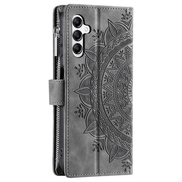 För Samsung Galaxy A56 plånboksfodral Fodral Skal Mandala blommönster - Grå grå