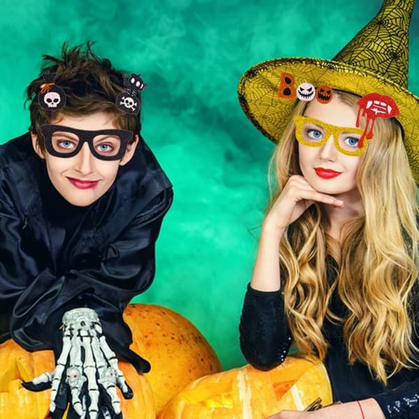 Halloween Briller Fest Kostume Dekoration - Slikpose + skelet Black