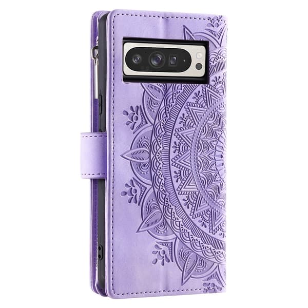 For Google Pixel 10 Pro XL  Lommebok Deksel Shell Mandala Blomstermønster Purple