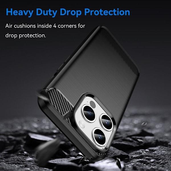 Kulfiber tekstur TPU - cover til iPhone 15 Pro Black