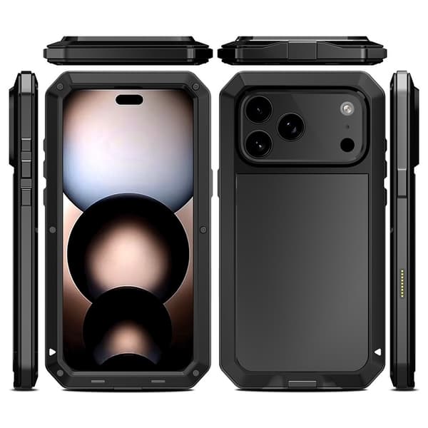 Heavy Duty Robust Hybrid Cover Shell + hærdet glas til iPhone 17 Pro Black