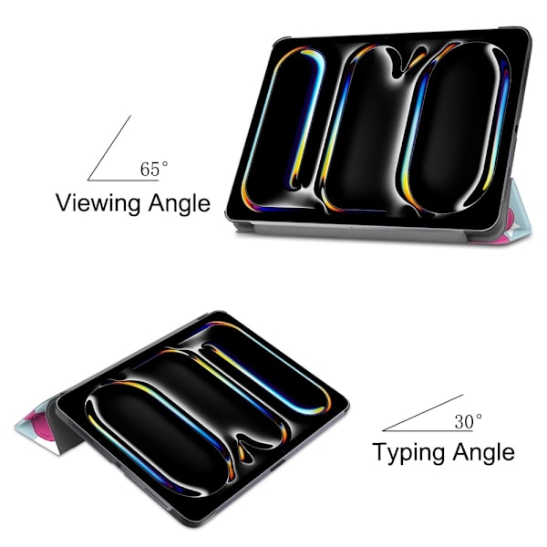 iPad Pro 11 (2024) Kotelo Auto Herää / Nuku Kolminkertainen Taittojalusta Tabletin Suoja - Unicorn Multicolor