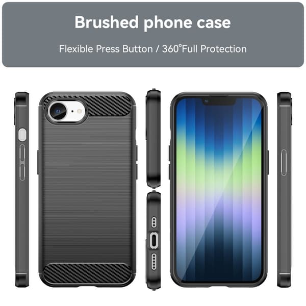 För iPhone 17e / 16e Karbon fiber texture Skal Baksida - Svart Svart