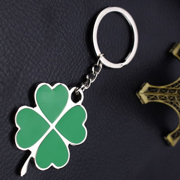 Clover Keychain Zinc Alloy Key Ring Hanging Ornament Key Chain Grön