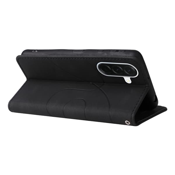 Til Samsung Galaxy A37 5G MTK mobildeksel med stativ og lommebok Black