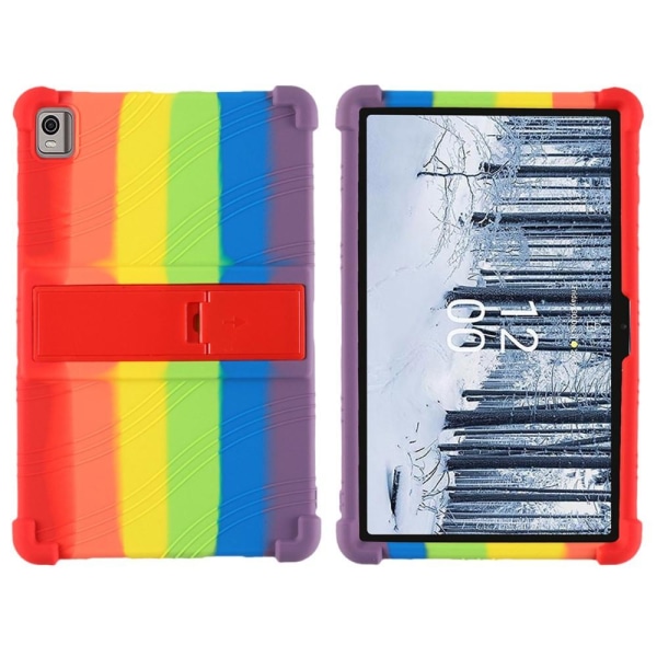 Nokia T21 mjukt silikon skyddande fodral med stöd Regnbåge Pride multifärg