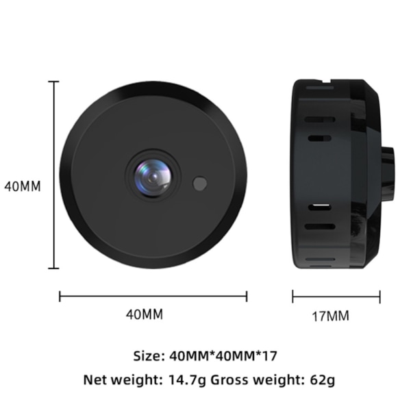 X16 Batterifritt Mini Kamera Trådlöst WiFi Kamera Svart