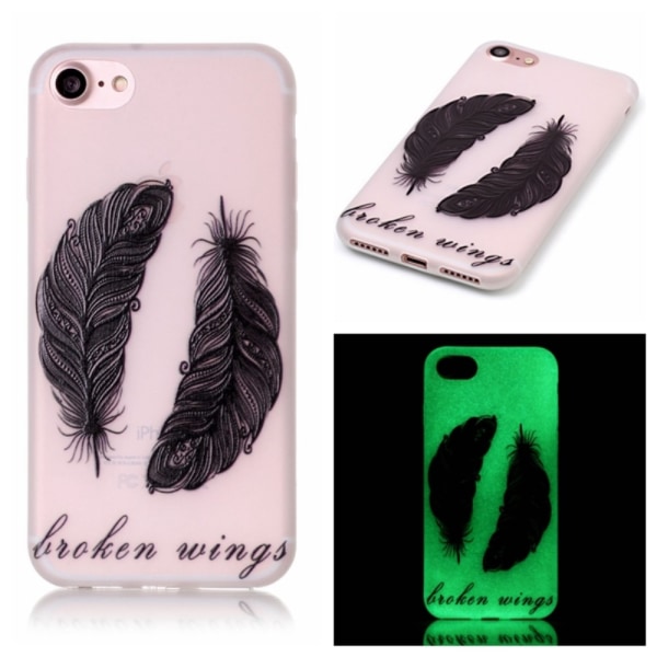 iPhone 7 4,7" Skal Glow in the dark - Tribal Feathers Lila