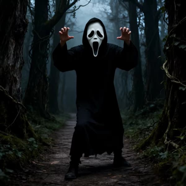 Eksklusiv GhostFace Scream Mask Masquerade Maskerademaske i blødt materiale inklusive kniv Black