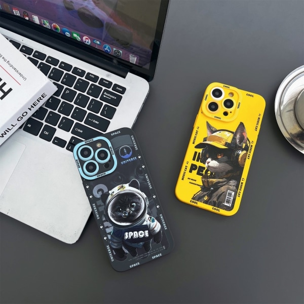 TPU telefondeksel for iPhone 15 - Katt - Gul Yellow