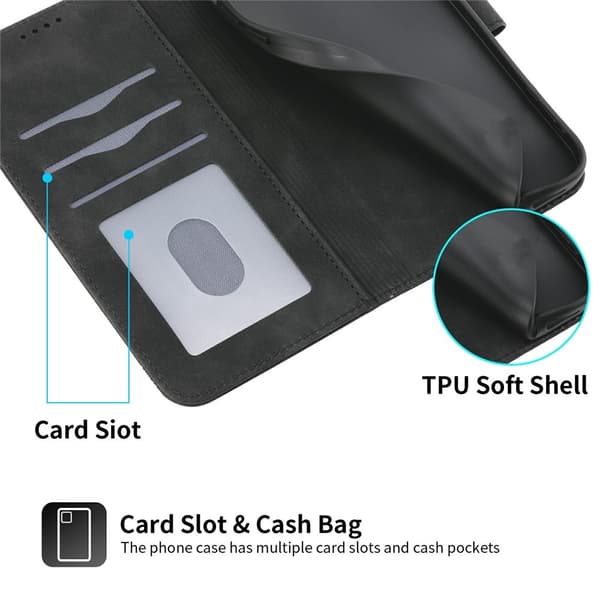 DIERFENG For Google Pixel 10a Wallet Case with Stand and Wrist Strap Black