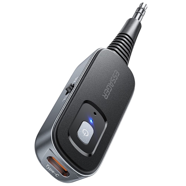 Bilstereo Bluetooth-sender og -mottaker 3,5 mm Aux-adapter for høyttalerforsterker Black