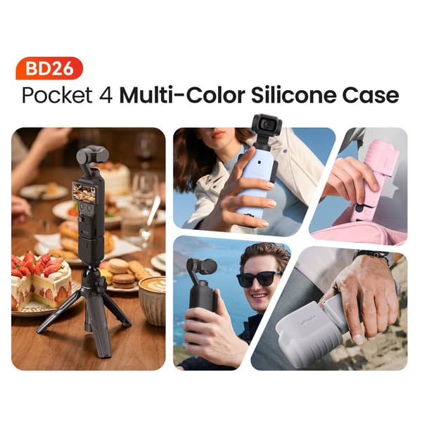 Etui til DJI Osmo Pocket 4 beskyttelsesetui full kroppsbeskyttelse støtsikkert silikonetui Black
