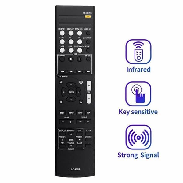 Fjernbetjening Udskiftning til RC-928R til Onkyo AV-receiver Black