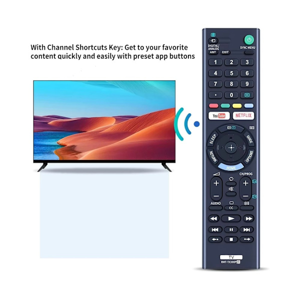 Fjernkontrollerstatning for RMT-TX300P For Sony TV Black