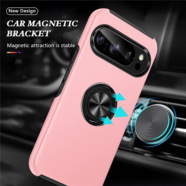 Til Pixel 10 Pro / Pixel 10 Deksel Hybriddeksel med Finger Ring - Rosa Pink