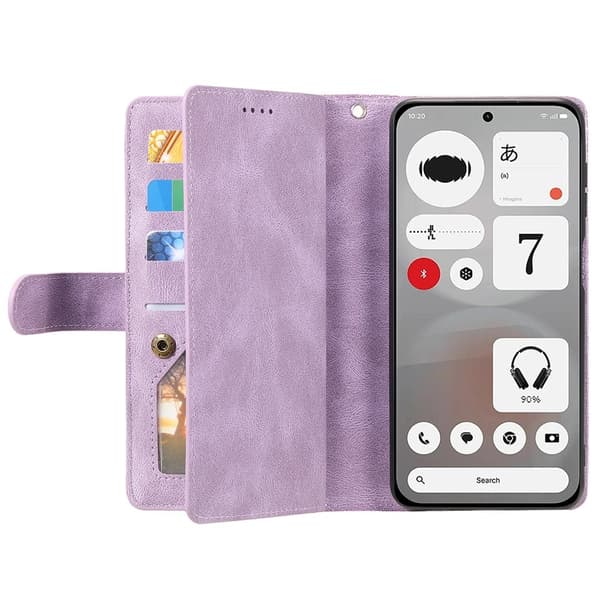 Mobilcover med kortlommer og håndledsrem til Nothing Phone (4b) Purple