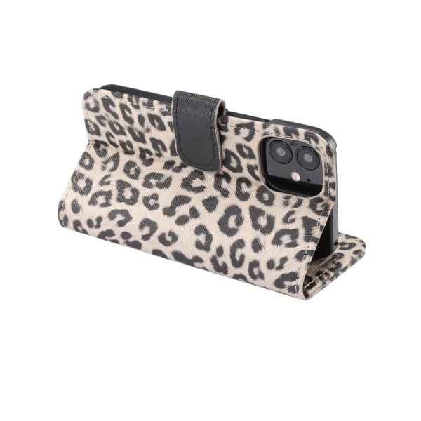 Leopardikuvioinen lompakkokansi iPhone 12 Minille Beige
