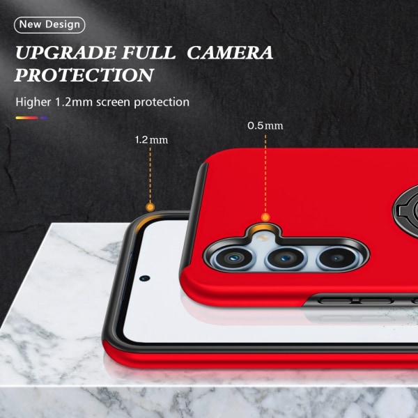 Samsung Galaxy S24 / S25 Fingerring Kickstand Hybrid Taske Red