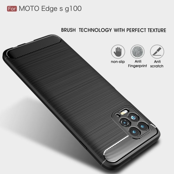 Kulfiber tekstur TPU-dæksel til Motorola Moto G100 & Moto Edge S Black