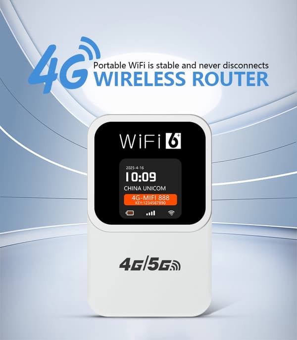 4G WiFi Router Tid og datovisning 300 Mbps WiFi6 Mobilt Hotspot Eurasisk White