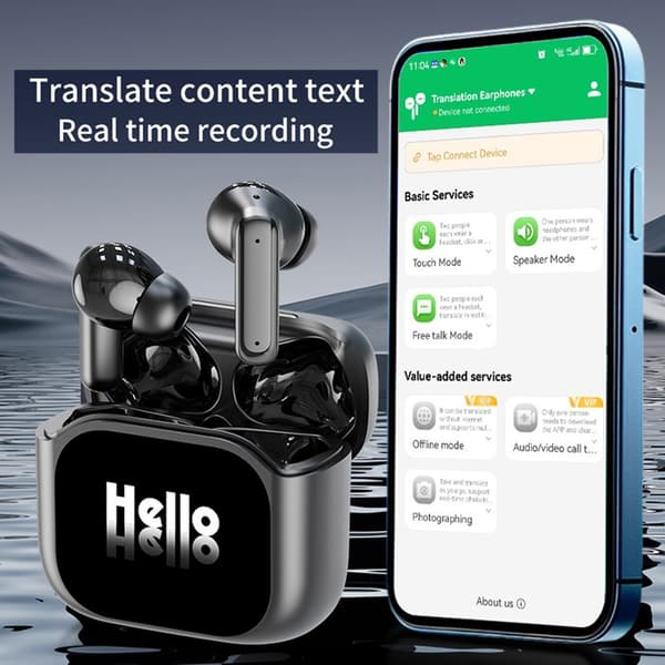 Oversætter 150 Sprog Oversættelse Smart Voice Bluetooth In Ear-hovedtelefoner - Sort Black