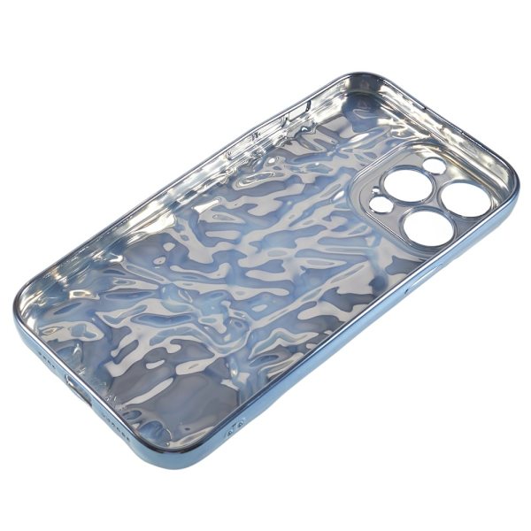 Til iPhone 15 Pro Max TPU-deksel Elektrobelagt Rynket - Blå Blue
