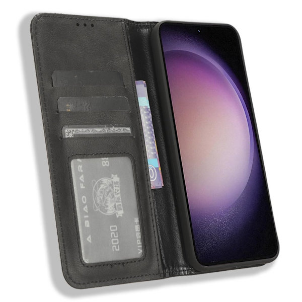 Wallet Stand Flip-telefonetui til Samsung Galaxy S23 FE- Sort Black