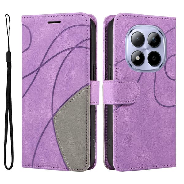 Til Xiaomi Redmi Note 15 Pro 5G KT-serie-1 dobbeltfarve tegnebog Purple