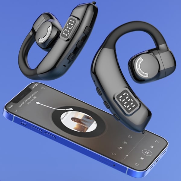 Bluetooth 5.4 yhden korvan kuulokkeet langattomat koukku - musta Black