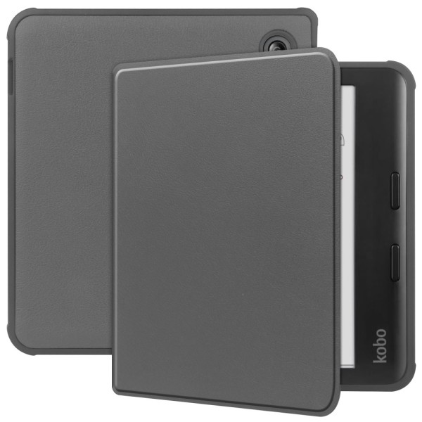 Kobo Libra Colour Kotelo PU Nahka + TPU E-Reader Suoja Grey