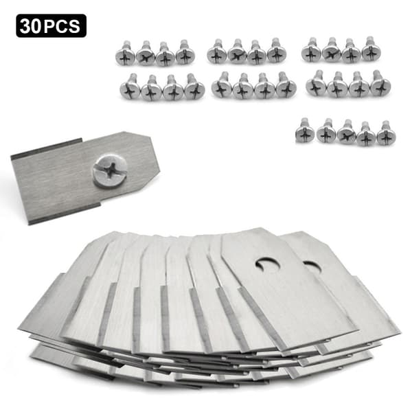 30 st utbytesknivar för Husqvarna Gardena McCulloch Robotgräsklippare 35 x 18 mm Silver