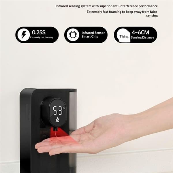 Automatisk tvålpump 500 ml väggmonterad beröringsfri geldispenser IPX5 - Svart Svart