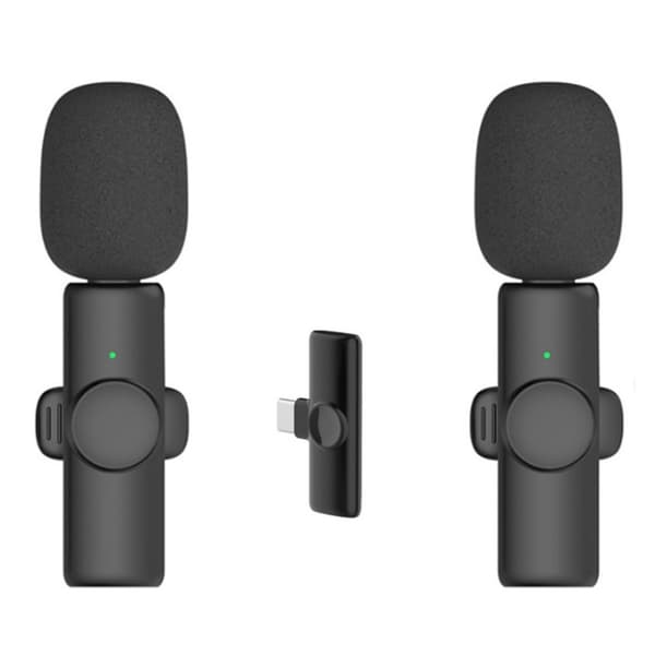 USB - C 2,4 GHz trådlös Lavalier - mikrofon (2 Mics+1 - mottagare) Svart