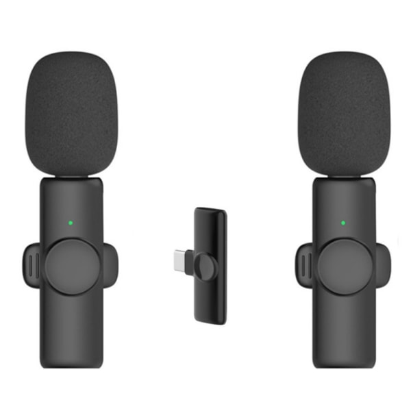 USB-C 2,4 GHz trådløs Lavalier-mikrofon (2 mikrofoner+1 modtager Black