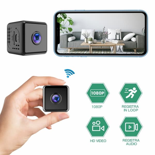 Trådløst sikkerhetskamera med bevegelsesdeteksjon, infrarødt og WiFi Black