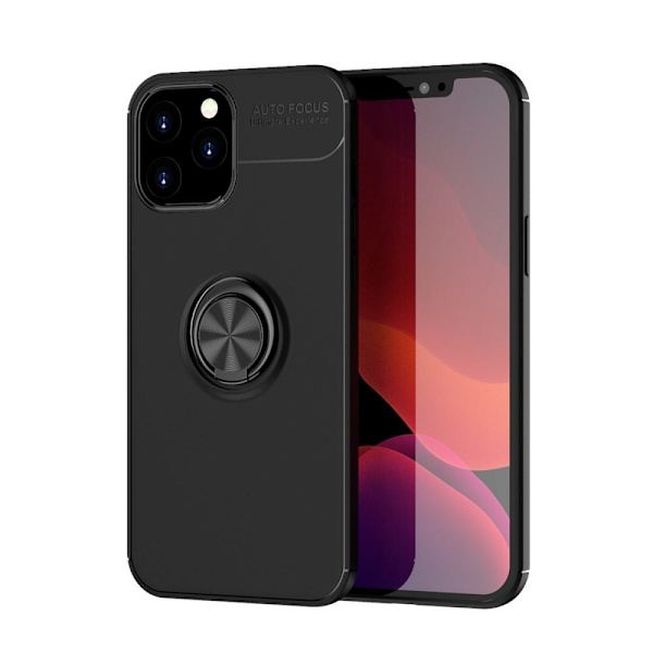 iPhone 12 Pro Max Deksel med Fingerring og Innebygd Plate - Svart Black