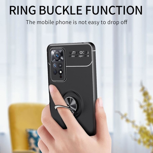 Xiaomi Redmi Note 11 Pro skal med Finger Ring och inbyggd plåt Svart
