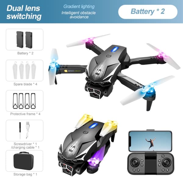 LU600 RC Drone Drönare med HD - kamera dubbla batterier Four - Sided Obstacle Avoidance Svart