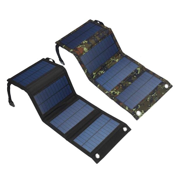 20W Bærbar Solcellepanel Strømstasjon Generator USB-lader Black